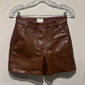 Wilfred High Waist Brown Leather Shorts